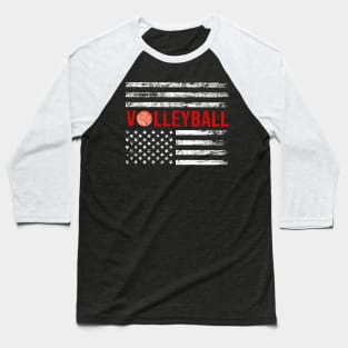 Vintage Volleyball America Flag Baseball T-Shirt